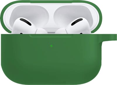 Hoesje - Geschikt voor Apple Airpods Pro - met Clip - Siliconen Hoes - Silicone Case Cover - Donkergroen