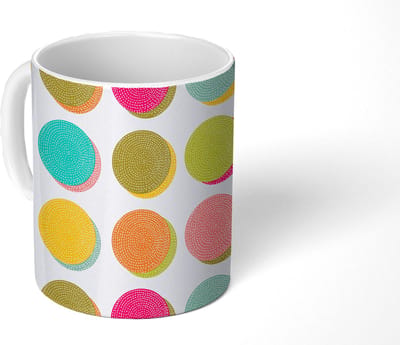 Mok - Koffiemok - Retro - Bohemian - Patroon - Stippen - Mokken - 350 ML - Beker - Koffiemokken - Theemok