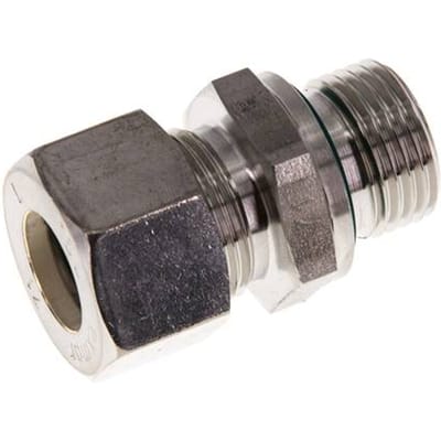 G 1/2'' Buitendraad x 15L RVS Rechte Knelfitting met FKM Afdichting 315 Bar DIN 2353 - FL2S-MO-STFP-012G-15-L