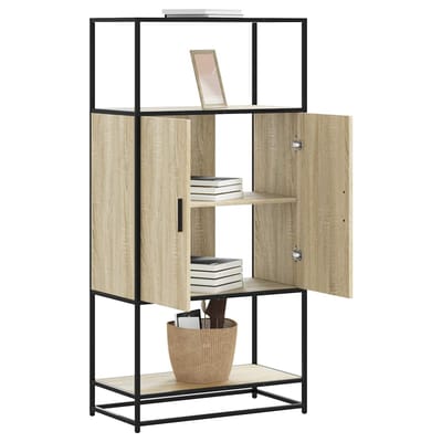 vidaXL - Hoge - kast - 68x35x139 - cm - bewerkt - hout - en - metaal - sonoma - eikenkleur