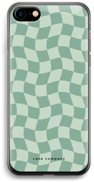 Case Company® - Hoesje geschikt voor iPhone 7 hoesje - Grid Groen - Soft Cover Telefoonhoesje - Bescherming aan alle Kanten en Schermrand