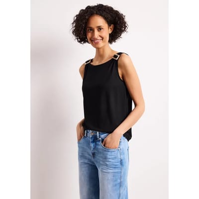 Top met ronde hals en schouderdetails