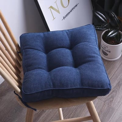Set van 2 Wasbare Stoelkussens 45x45 cm - Donkerblauw, Vierkant, Geschikt voor Binnen en Buiten