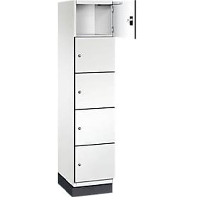 C+P Cambio lockerkast, 1 vak, 5 vakken, met plint, B 400 x D 525 x H 1980 mm, verkeerswit/wit