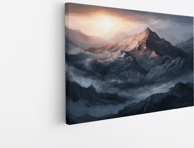 Saammp Canvas Schilderij - Bergen - Natuur - Landschap - 30x20 - Foto op canvas - Wanddecoratie - Muurdecoratie Woonkamer - Slaapkamer decoratie - Canvas Print