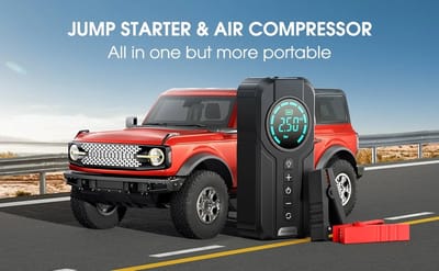 Eszenzics™ Power Jumpstarter - 12V/10.000mAh - 6-in-1 Jumpstarter - Luchtcompressor - Oplader - Zaklamp - Waarschuwingslicht - SOS-licht - Auto - Motor - Scooter