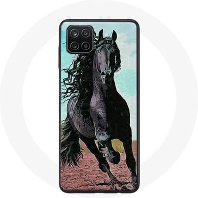 Samsung Galaxy A12 Hoesje Het zwarte paard van het Friese ras zwart