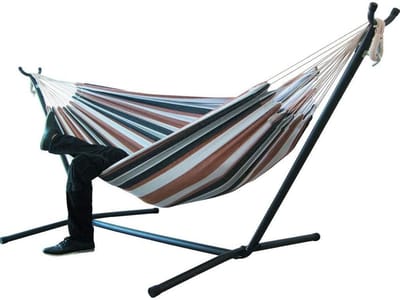 Katoenen Hangmat - Schommelbed Tuin - Ontspannen Buiten - Strak Geweven Canvas - 200 x 150 cm - Bruin