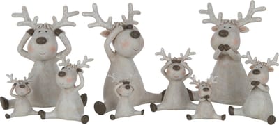 J-Line figuur Hert Zien/Horen/Zwijgen Zittend - polyresin - bruin - large - 3 stuks