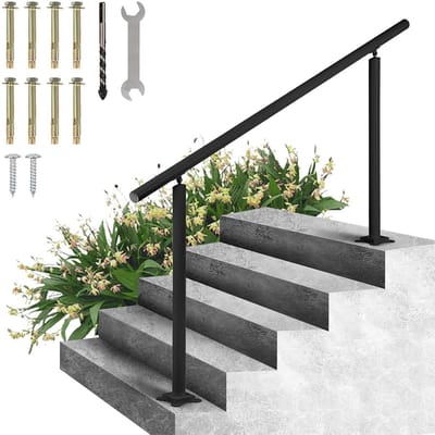 Trapleuning Aluminium - Handgreep Trap - Veilig Traplopen - Verstelbare Hoek - 153 x 91 cm - Zwart