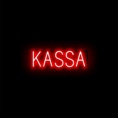KASSA - Lichtreclame Neon LED bord verlicht | SpellBrite | 54,75 x 16 cm | 6 Dimstanden & 8 Lichtanimaties | Reclamebord neon verlichting