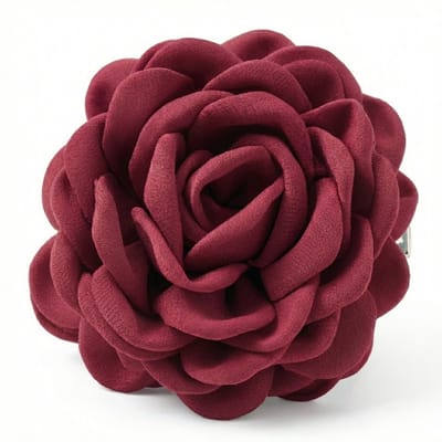 Donkerrood bloem haar clip voor dames – grote roosvormige haar klem van textiel – elegante decoratieve haar accessoire