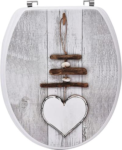 Toiletdeksel Van Hout - WC-Bril Met Motief - Badkamer Vernieuwen - Eenvoudige Reiniging - 45 x 37 cm - Hart