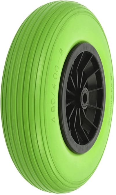 ProPlus Kruiwagenwiel - Lekvrije PU band - Kunststof velg - Ø 396 x 87 mm - Groen/Zwart