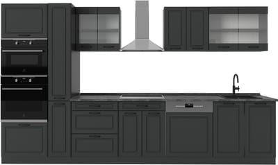 Vicco R-Line Complete keuken – 350 cm, WB Antraciet Antraciet landhuis/antraciet