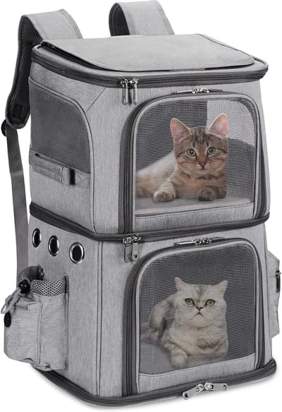 Reismand voor Twee Kleine Honden of Katten - Met Ventilatie & Dubbel Compartiment