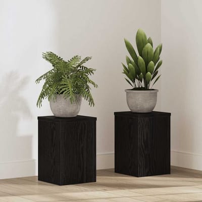 vidaXL - Plantenstand - 2 - st - Zwart - eiken - 20 - x - 20 - x - 30 - cm - Bewerkt - hout