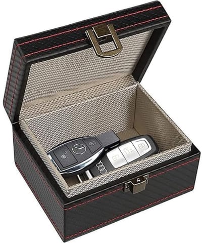 QTTVBTNA -RFID Blokker Box voor Autosleutels – Faraday Doos tegen Diefstal, Anti-Scanning & Anti-GPS Tracking – Signaalblokker voor Autosleutelbeveiliging, 11,5×9×6,3 cm