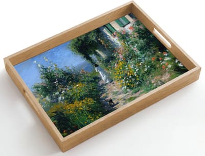 Dienblad hout 50x35 cm - Schootdienblad - Kat - Vrouw - Bloemen - Huis - Borrelplank rechthoek - Plateau dienbladen