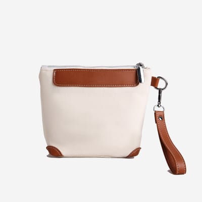 Mini draagbare canvas tas met ritssluiting, donkerbruin, 20x7x15 cm