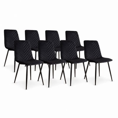 DS4U® - Gaby eetkamerstoel - Set van 8 - Zwart - Velvet