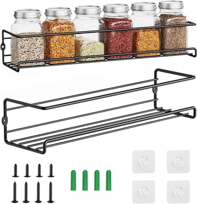 NBAP® Kruidenrek Ophangbaar - Kruidenpotjes Lade Organizer - Kruidenrekken - Zwart