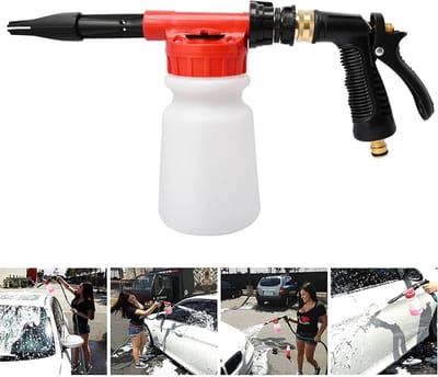 SnelShoppen - Bilschuimpistool 900 ml - 2-in-1 Instelbare Schuimlans voor Auto-, Motor- en Tuinschoonmaak - Schuimpistool met Tuinslang Aansluiting -