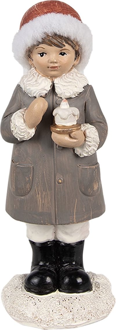 Clayre & Eef Beeld Kind 14 cm Grijs Polyresin