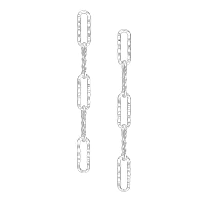EAR IT UP - Oorbellen - Schakels - Hammered - Push back oorknopjes - 925 sterling zilver - 53 x 4 mm - 1 paar