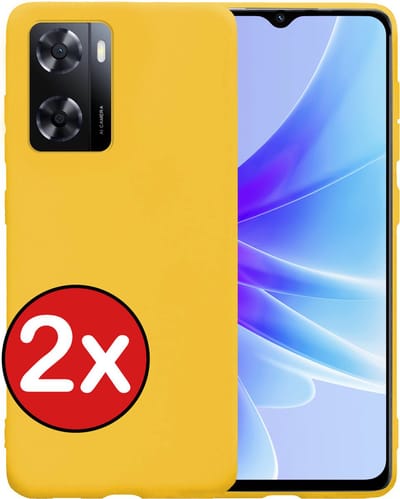 Hoesje - 2 Stuks - Geschikt voor OPPO A57 - Sterk & Shockproof - Telefoonhoes - Back Cover - Case Siliconen - Telefoon Hoes - Geel