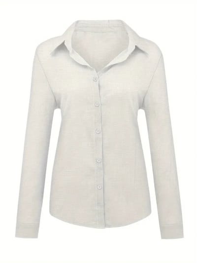 Livano Linnen Blouse Dames - T-Shirt - Polo - Overhemd - Shirt - Zomer - Ibiza Stijl - Wit - Maat M