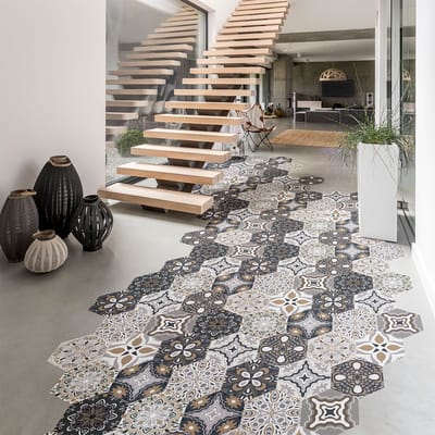 Antislip vloerstickers met beschermlaag - TOMETTES SOL FERNANDO - 40x90cm - 10 zeshoekige stickers 20x18cm