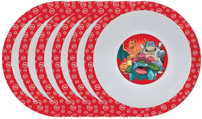 Pokémon thema kinder bordje - 6x - diep - D16 cm - kunststof - rood - kinderservies - kommetje