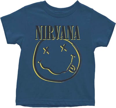 Nirvana - Inverse Happy Face Kinder T-shirt - 12 maanden - Blauw