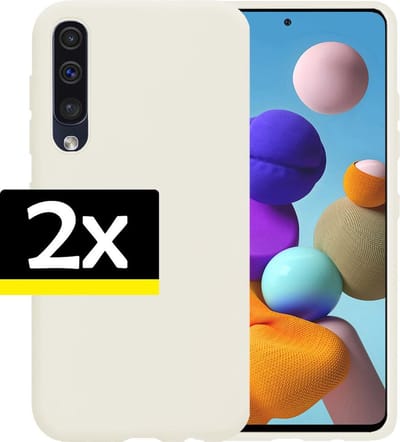 Hoesje - 2 Stuks - Geschikt voor Samsung Galaxy A50 - Sterk & Shockproof - Case Siliconen - Back Cover - Telefoon Hoes - Telefoonhoesjes - Wit