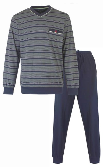 Paul Hopkins Heren Pyjama - Strepen - Katoen - Groen/Blauw - Maat XXL