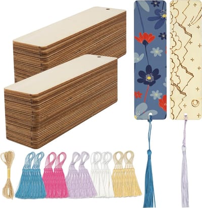 Houten Bladwijzers - Blanco Tags - Doe-het-zelf Knutselen - Natuurlijk Populierenhout - 50 stuks - Houtkleur