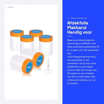 Dailygoods- Afdekfolie 6 Rollen - 20 m x 55 cm - Transparant met Plakband - Bouwfolie - Afdekfolie met Tape - Geschikt voor Schilderen - Maskerfolie