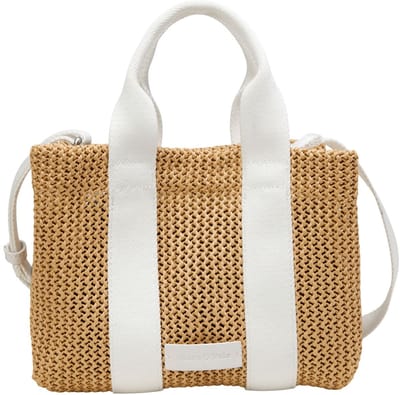 Marc O'Polo Handtas Schoudertas Romy Crossbody Bag White Cotton Lichtbruin