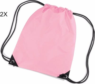 Scoby - 2 x Gymtas - Sporttas voor Kinderen - Drawstring Bag - Festivals, School, en Sport - 12L - Licht Roze - One Size