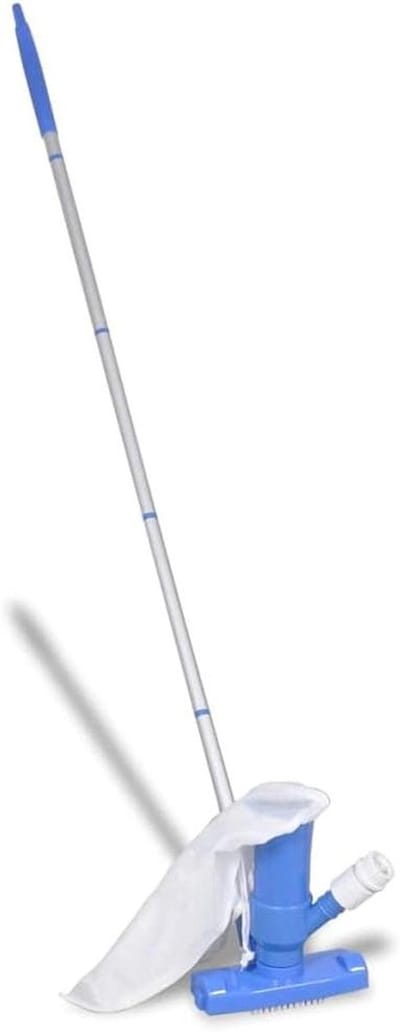 Handmatige Zwembadstofzuiger - Poolcleaner met Opvangzak - 1.2 Meter Verstelbare Stang - Bodemzuiger voor Opzet Zwembad, Spa en Vijver - Werkt op Waterdruk - Blauw