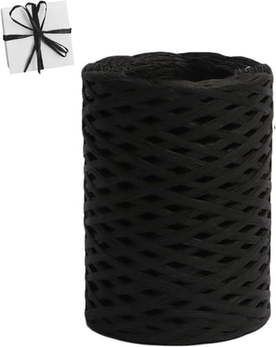 Raffia Bastband van 200 m in zwart voor cadeauverpakking, knutselen en bruiloften, feestelijke gelegenheden