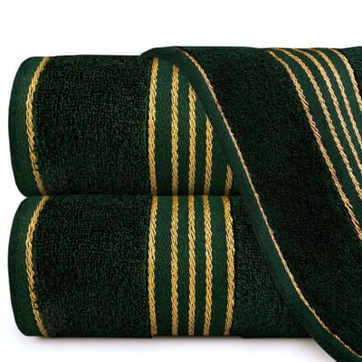 TIWANO Handdoek 30x50cm Flesgroen met Gouden Borduurlijn - 500 g/m²