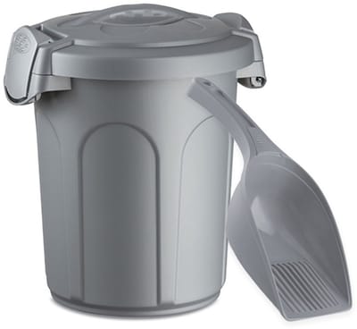 Ton met deksel 'Speedy' - 8 liter - Voerton - Bewaarton - Voercontainer - Inclusief schepje - Zilver