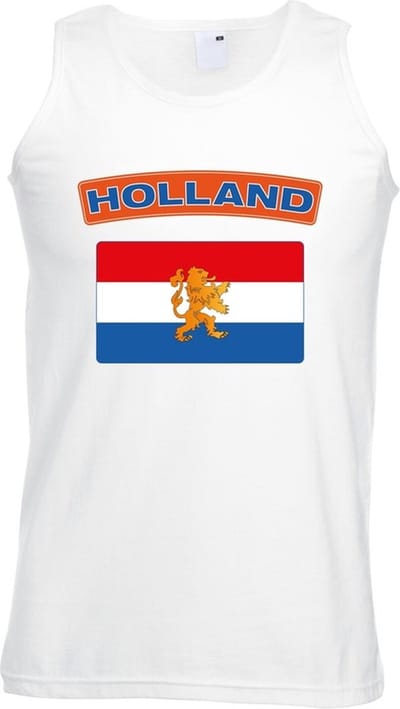Holland singlet shirt/ tanktop met Hollandse vlag wit heren S