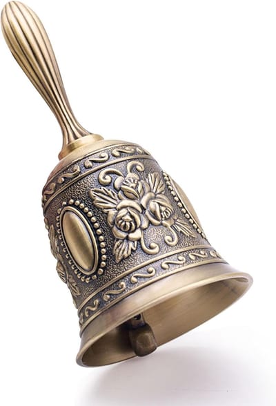 carmdering - Vintage Messing Handbel – Antieke Tafelbel - Handbel - Luid En Helder Geluid - Ergonomisch Handvat - Massief Messing - Roestvrij En Duurzaam - Perfect Voor Feesten En Diensten - 1 Stuks