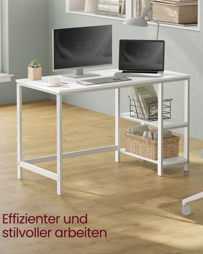Maple White Desk - Schrijftafel - Studiebureau - Spaanplaat en stalen constructie - Ruim werkoppervlak - Eenvoudige montage - 60 cm x 120 cm x 76 cm