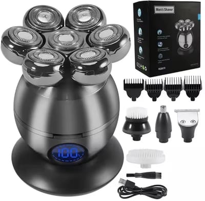 7D scheerapparaat, hoofdscheerapparaat, baardtrimmer, 5-in-1, waterdicht, USB-C oplaadbaar