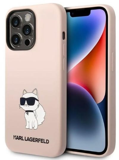 Karl Lagerfeld - Choupette Serie - iPhone 14 Pro Max Etui - Silicoon - Roze