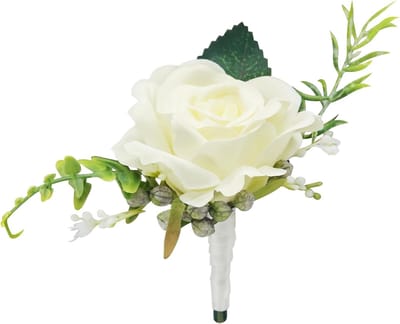 Kunstmatige Witte Rozen Bloemdecoratie voor Bruiloften, Elegante Bruidsboeketten en Mannen Boutonnières, Perfect voor Bruidsparen en Ceremonies